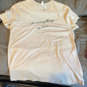 ‘Do everything in Love. 1 Corinthians 6:14’ cream tee